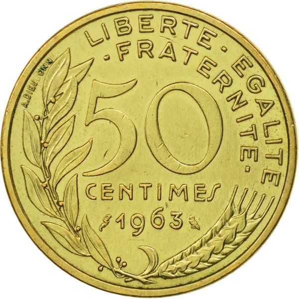 France 50 centimes 1962-1963 VF (KM # 939.1)