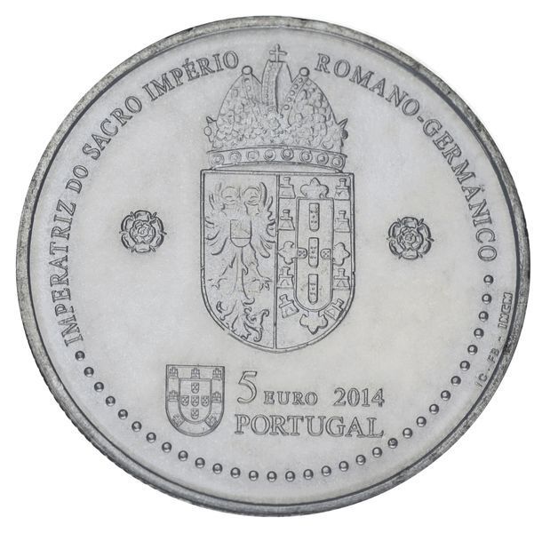 Монета Португалія 5 євро 2014 UNC Королеви Європи - Елеонора Олена Португальська М25196 фото