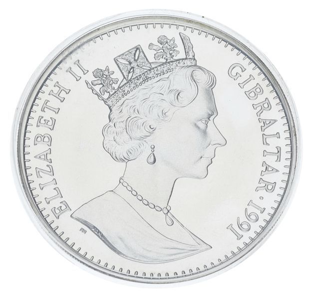 Монета Гібралтар 1 крона 1991 Срібло Proof XXV Літні Олімпійські ігри в Барселоні 1992 - Метання диска М23286 фото