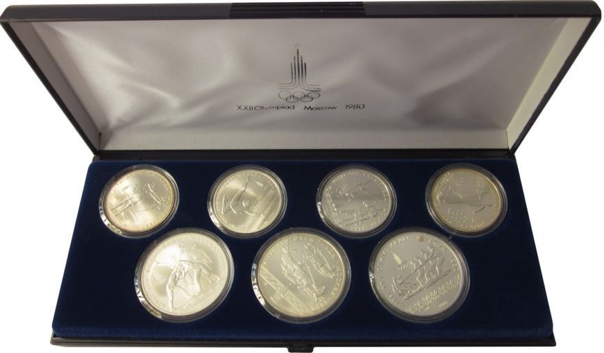 Coins set USSR set of 28 coins 1977-1980 Olympic Games in Moscow in 1980 UNC Silver